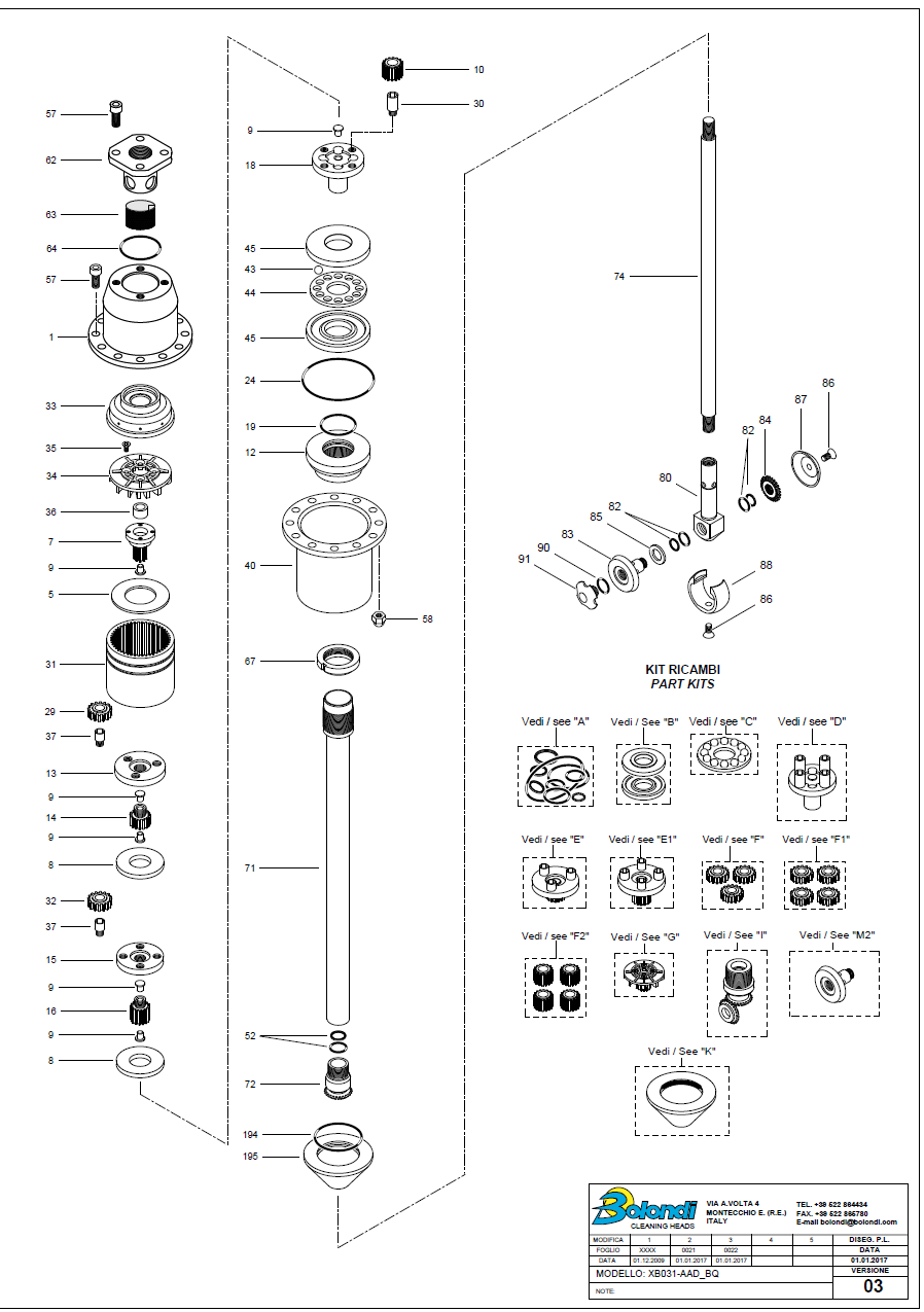 XB031 Parts Breakdown